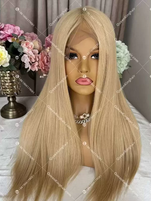 Double Drawn European Virgin Hair Blonde Wig 130% Density No short or broken hair