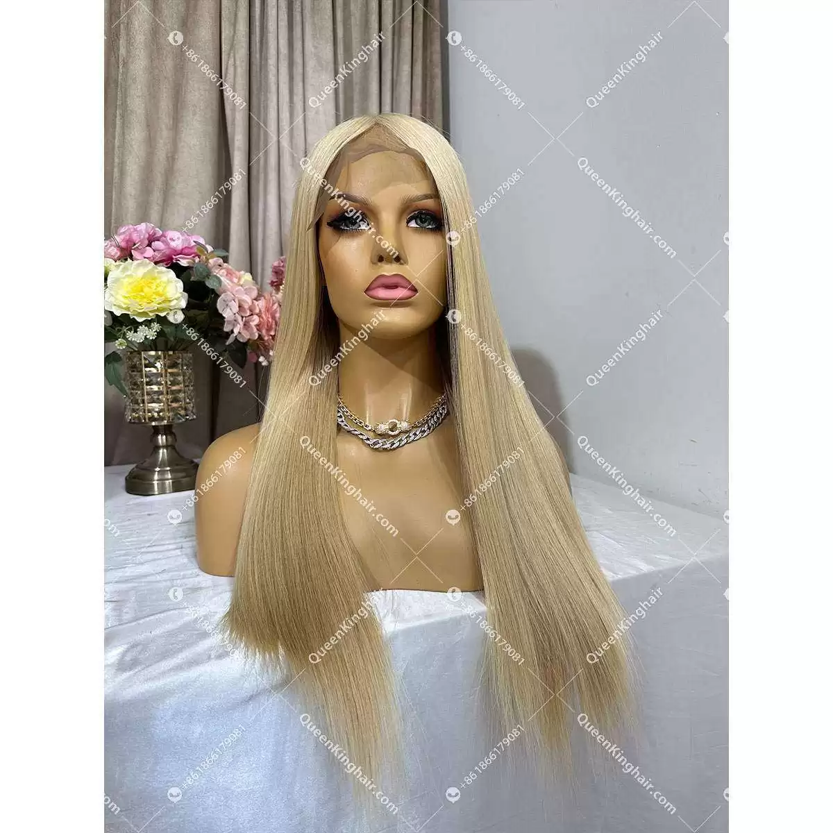 Double Drawn European Virgin Hair Blonde Wig 130% Density No short or broken hair