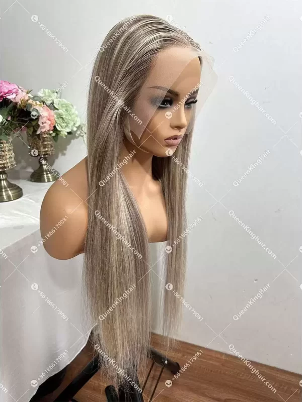 Laila 13x6 Transparent lace 150% density Smoky Grey balayage lace front wig