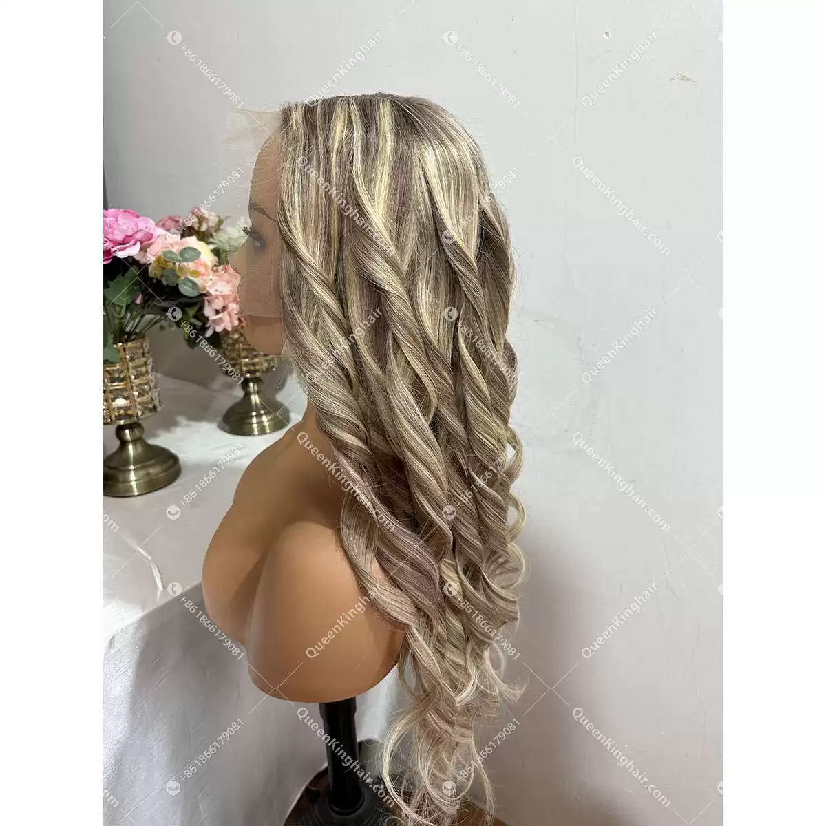 Laila 13x6 Transparent lace 150% density Smoky Grey balayage lace front wig wavy