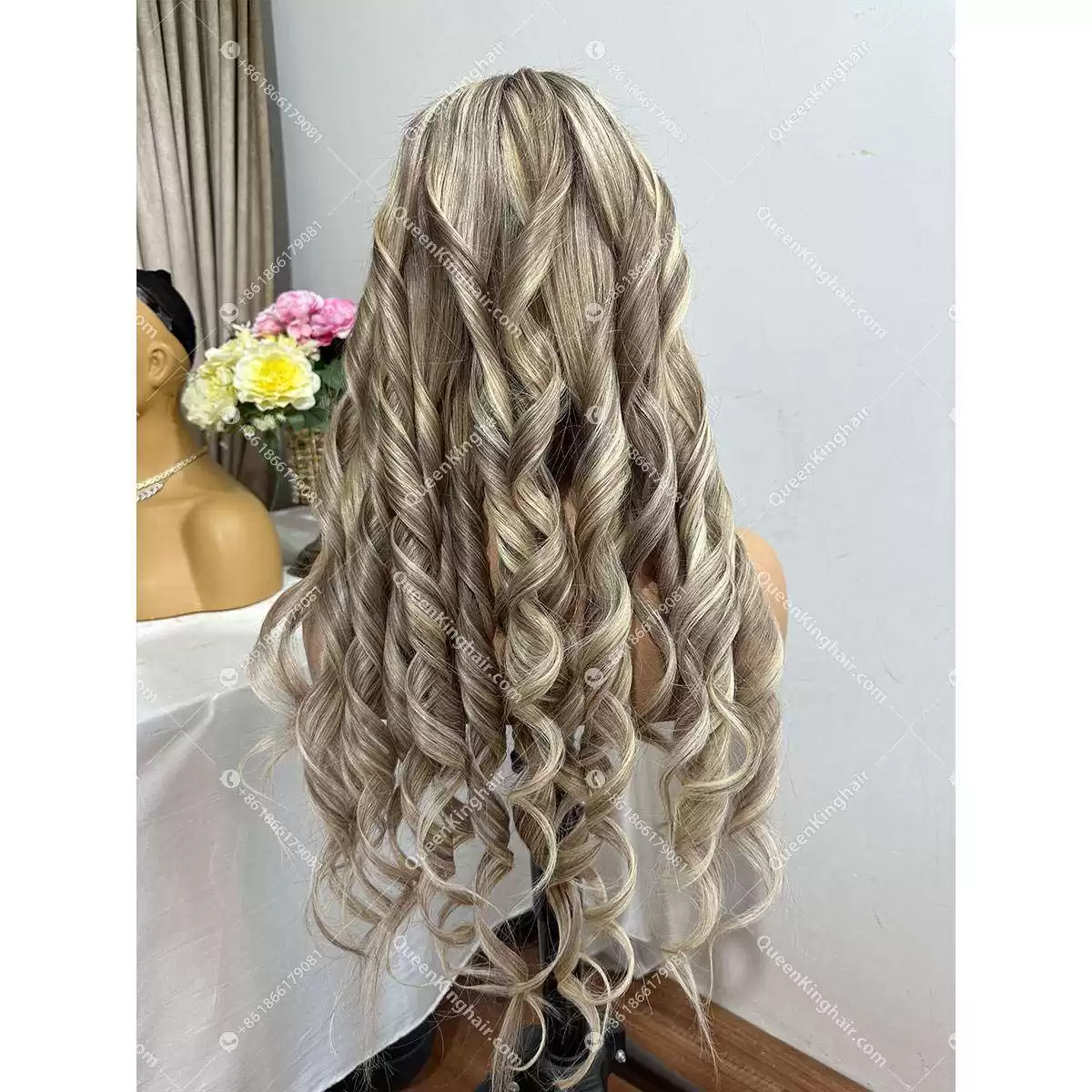 Laila 13x6 Transparent lace 150% density Smoky Grey balayage lace front wig wavy