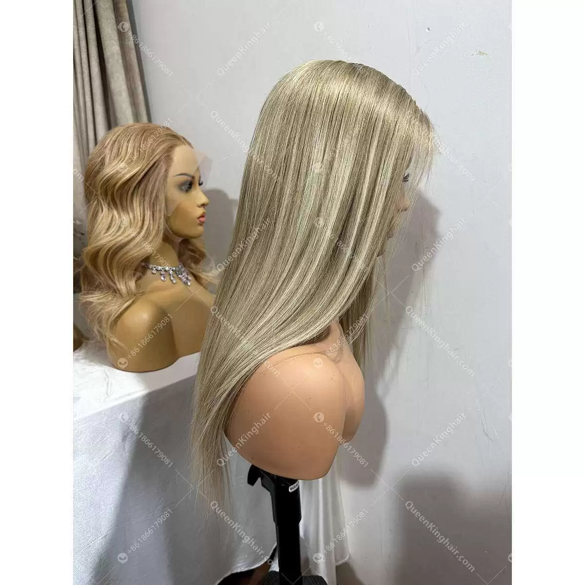 Khloe 13x6 Transparent lace 150% density Ashy blonde balayage lace front wig