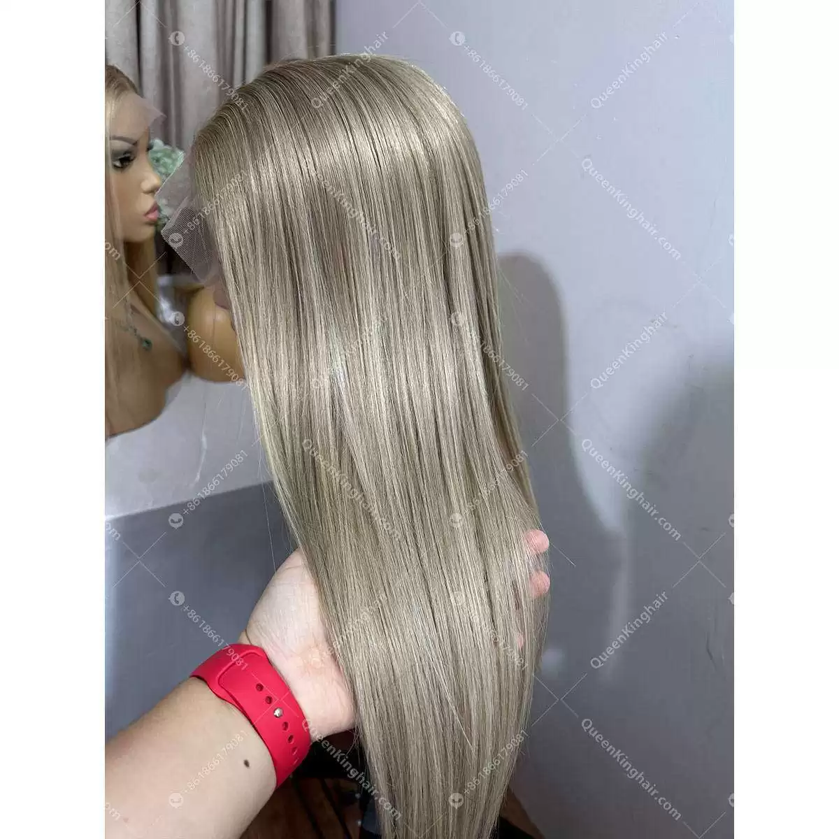 Khloe 13x6 Transparent lace 150% density Ashy blonde balayage lace front wig