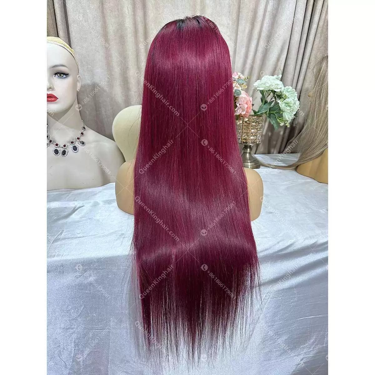 1B/Burgandy 13X6 Full Frontal Lacefrontwig 150%Density Straight