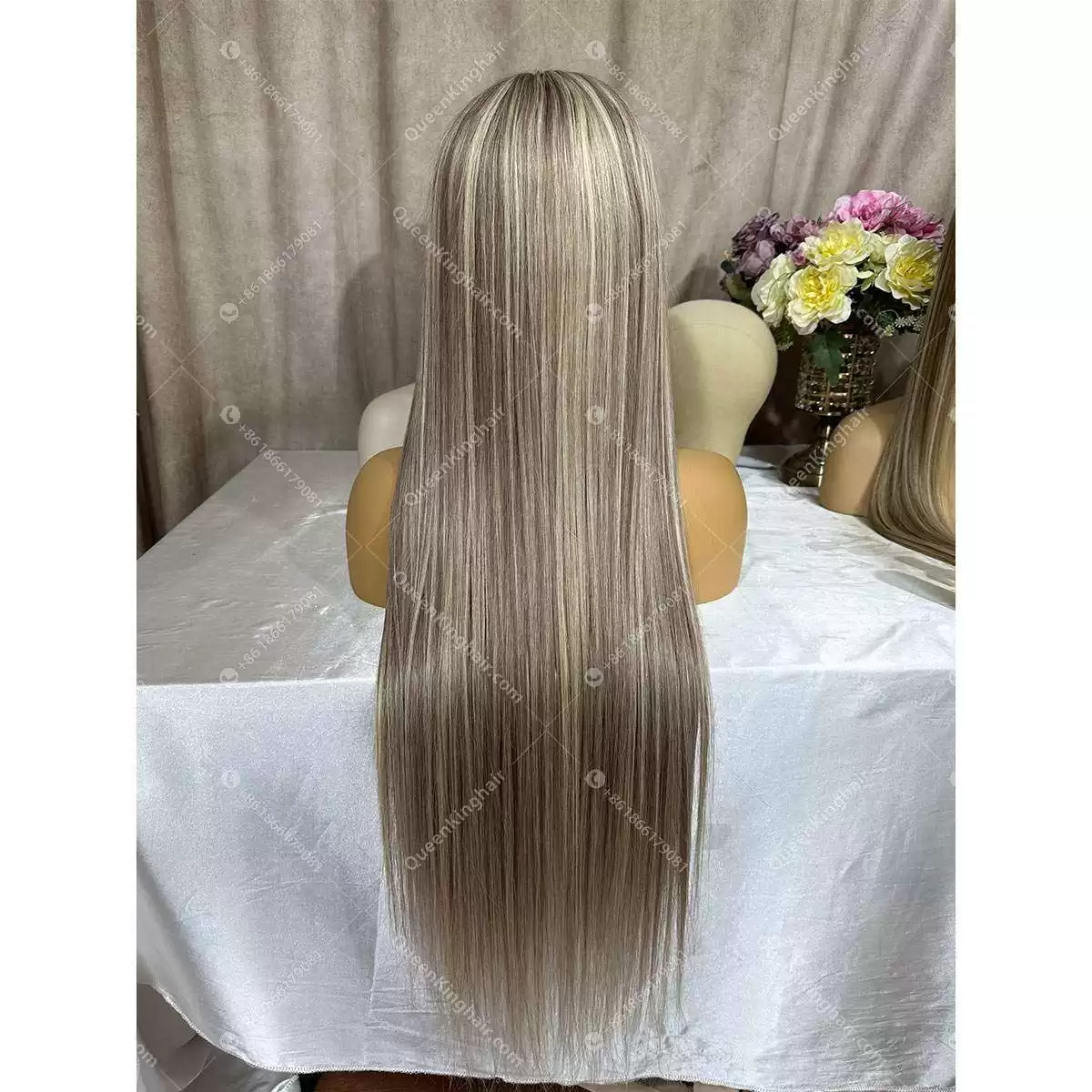 30 inches Laila 13x6 200% density transparent lace ashy grey with blonde balayage
