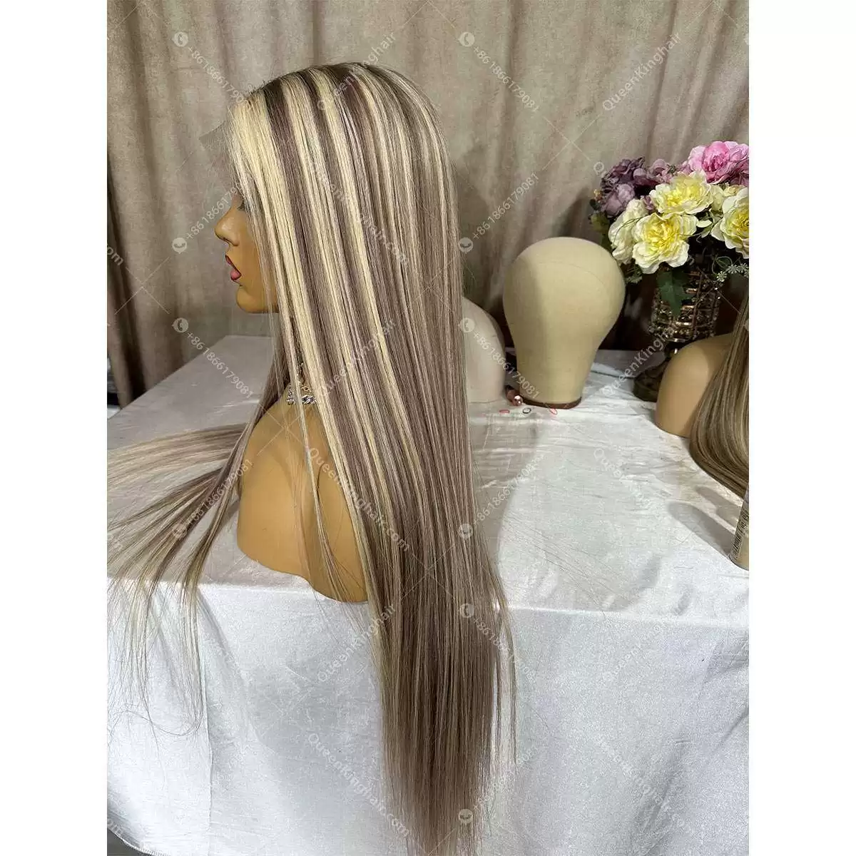 30 inches Laila 13x6 200% density transparent lace ashy grey with blonde balayage