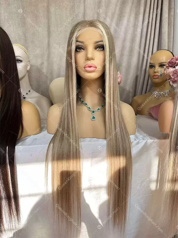 30 inches Clarie 13x6 200% density transparent lace brown with blonde balayage