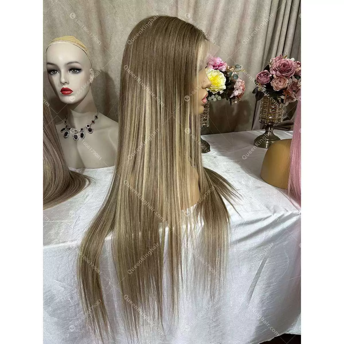 30 inches Clarie 13x6 200% density transparent lace brown with blonde balayage