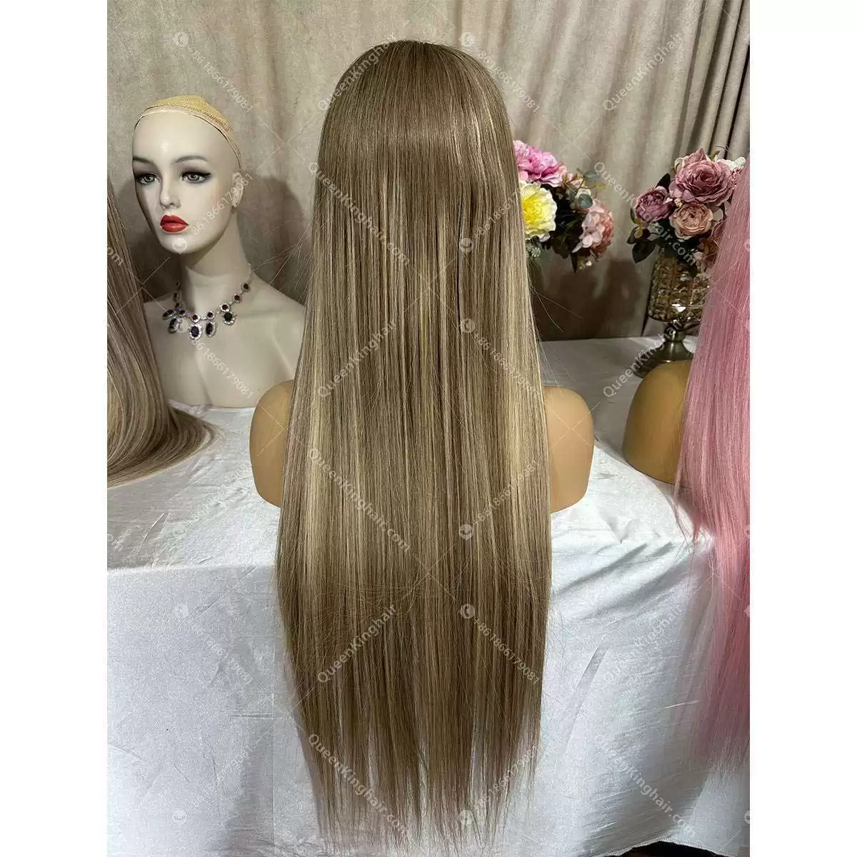 30 inches Clarie 13x6 200% density transparent lace brown with blonde balayage