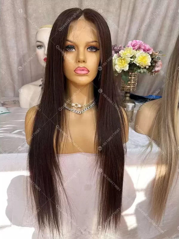 30 inches chocolate brown 13x6 full frontal 180% density transparent lace