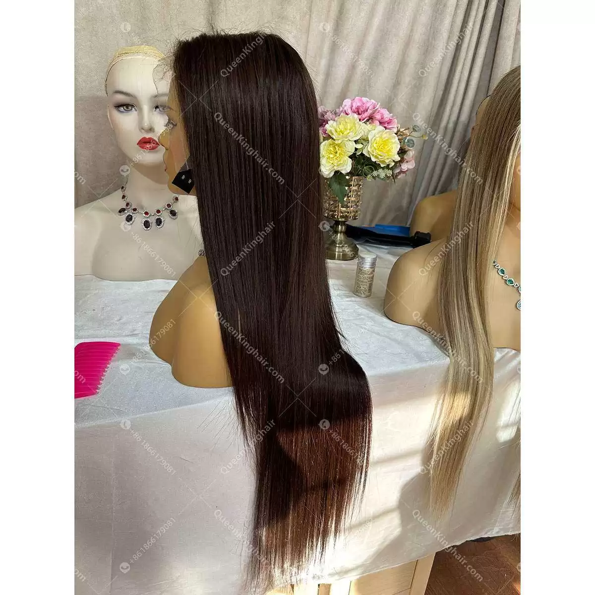 30 inches chocolate brown 13x6 full frontal 180% density transparent lace