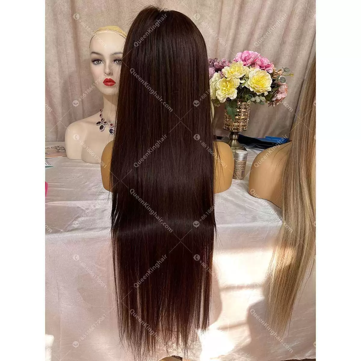 30 inches chocolate brown 13x6 full frontal 180% density transparent lace