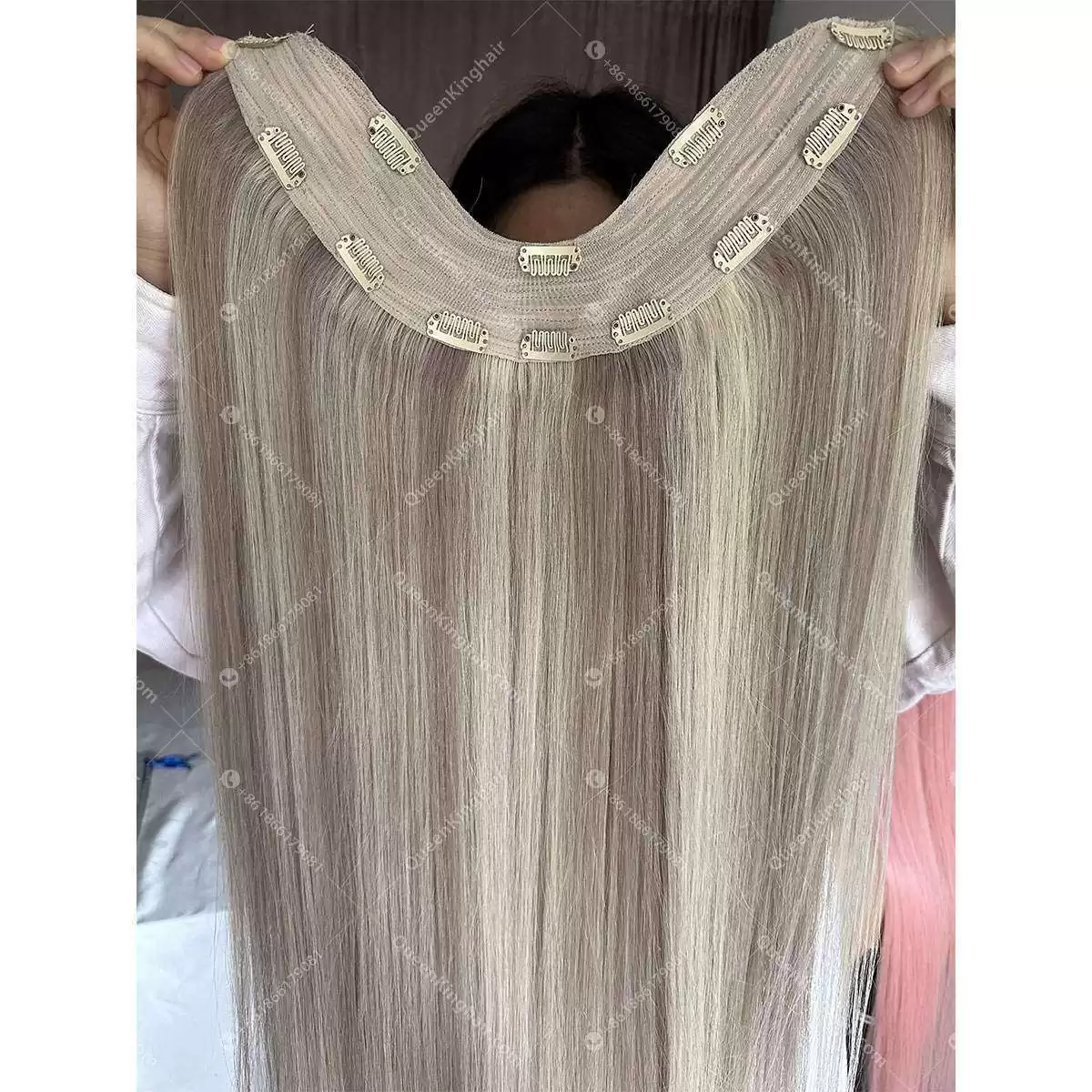26 inches 150 grams virgin hair clip in extension balayage brown and blonde