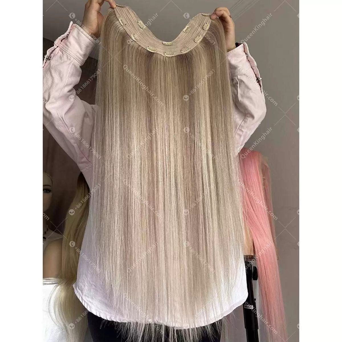 26 inches 150 grams virgin hair clip in extension balayage brown and blonde