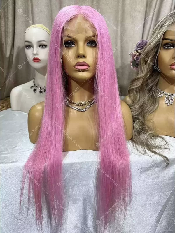 26 inches 13x6 150% density transparent lace virgin hair baby pink