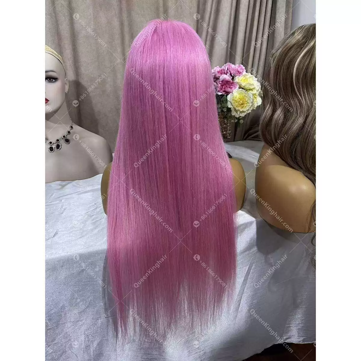 26 inches 13x6 150% density transparent lace virgin hair baby pink