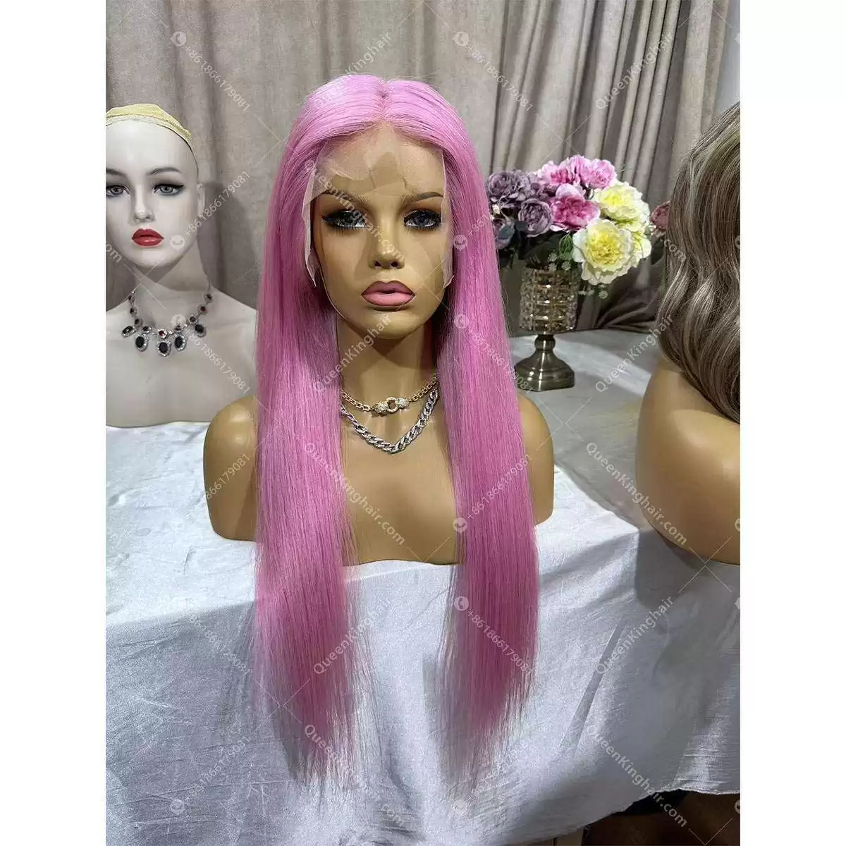26 inches 13x6 150% density transparent lace virgin hair baby pink