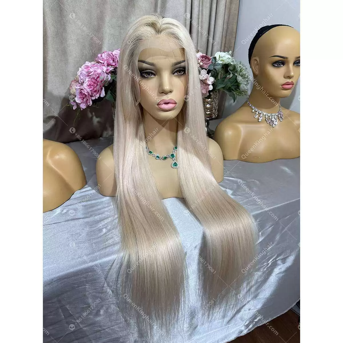 Virgin light white blonde Hd lace Full Lace Wig Silk Base 130% 150% Density Straight