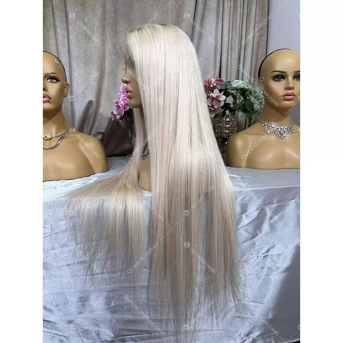 36 inches 13x6 200% density white blonde virgin hair