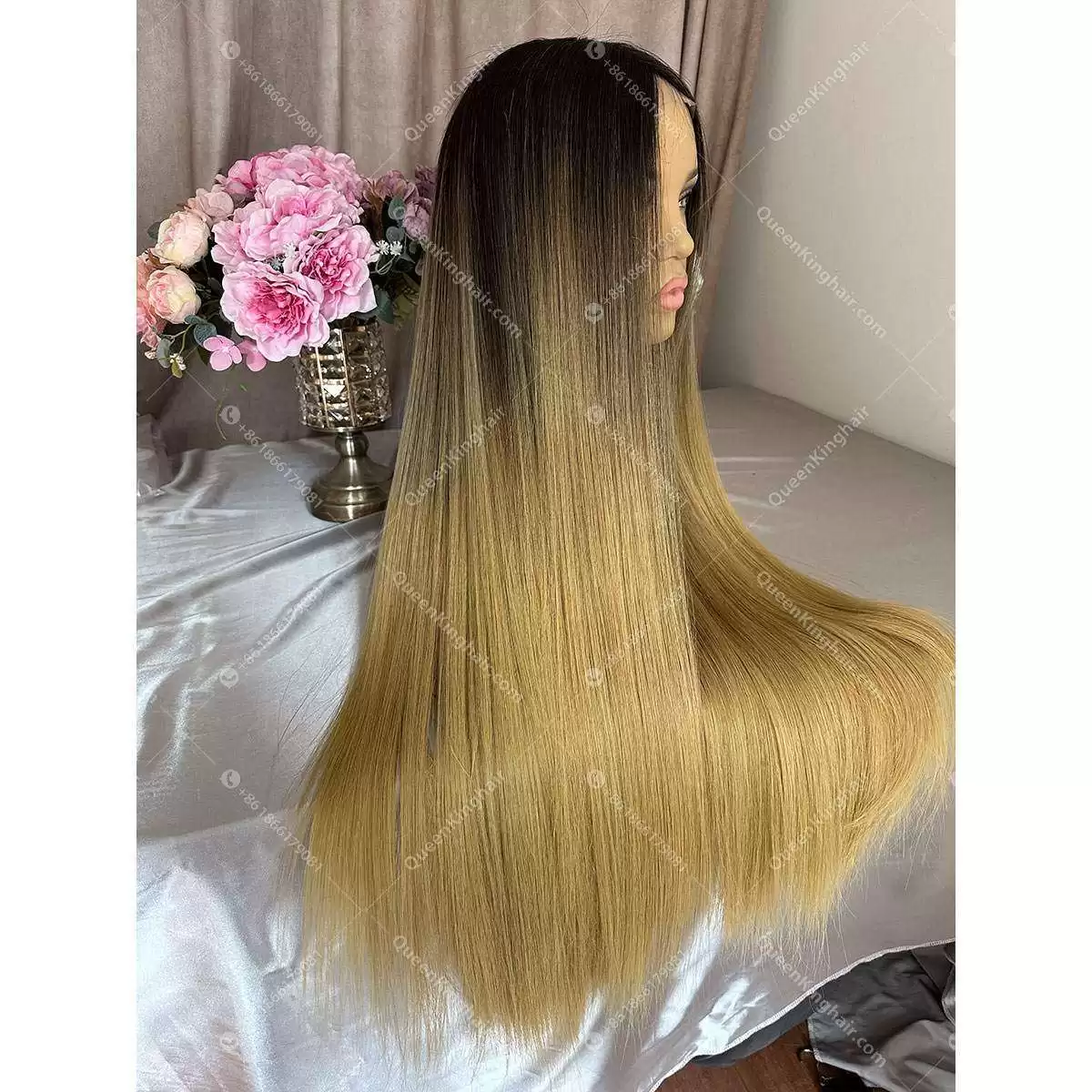 30 inches 13x6 lace front wig double drawn no short hair no tangle ombré blonde virgin hair
