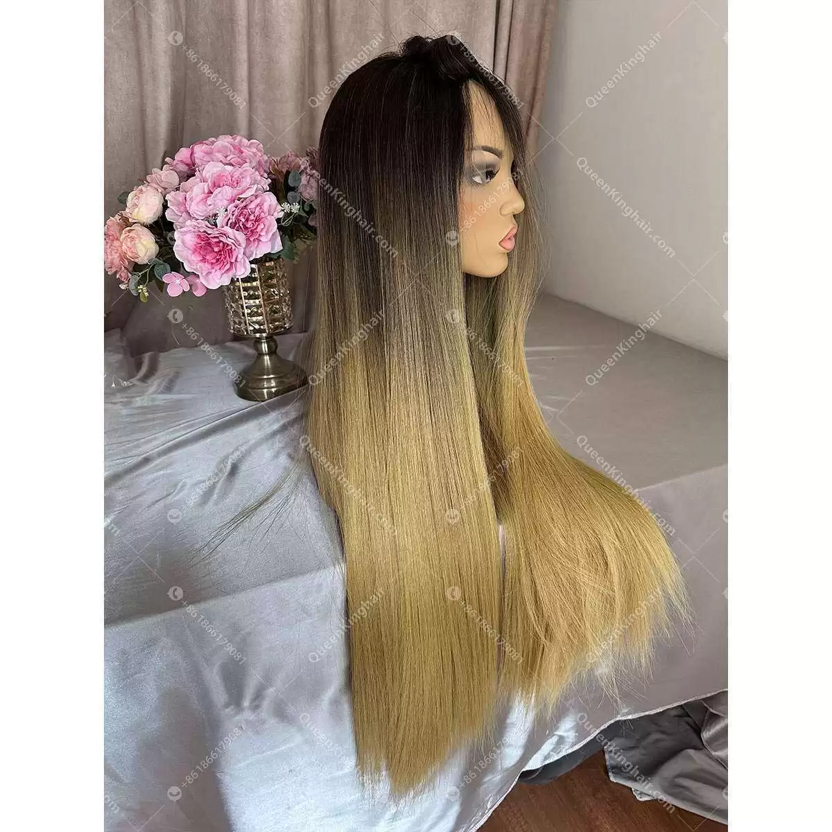 30 inches 13x6 lace front wig double drawn no short hair no tangle ombré blonde virgin hair