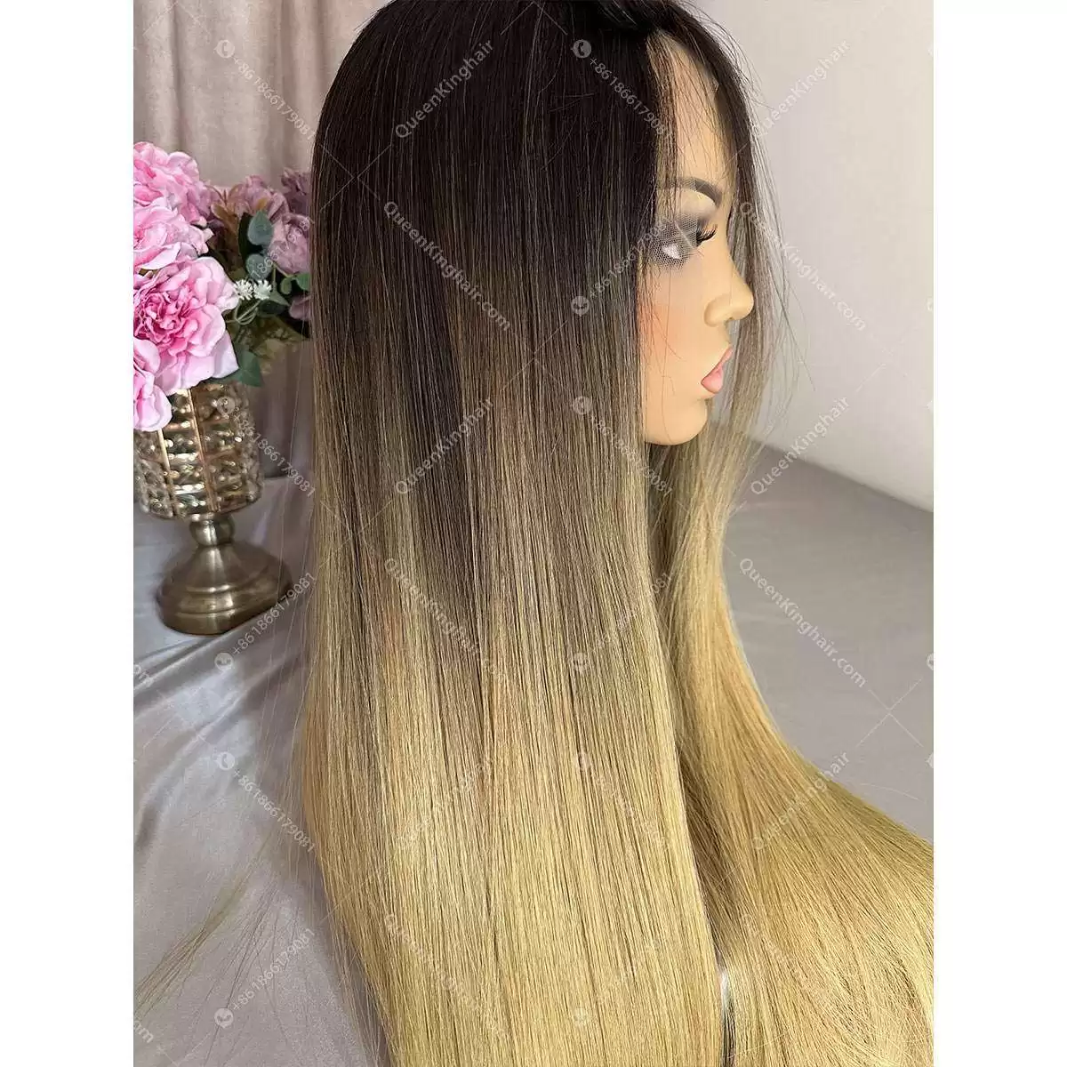 30 inches 13x6 lace front wig double drawn no short hair no tangle ombré blonde virgin hair