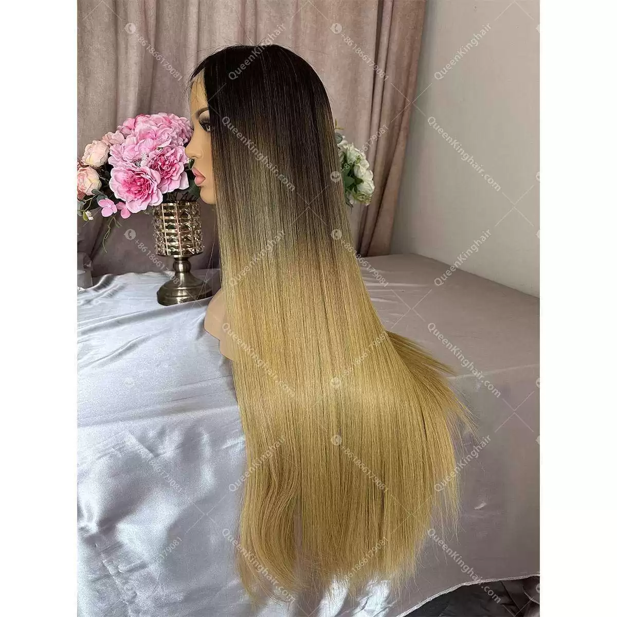 30 inches 13x6 lace front wig double drawn no short hair no tangle ombré blonde virgin hair