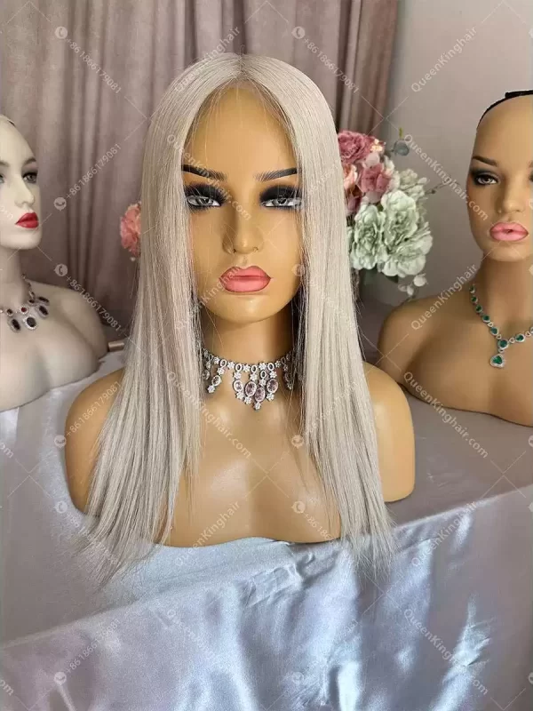 Jewish wig European virgin hair Hd lace double drawn wig white blonde