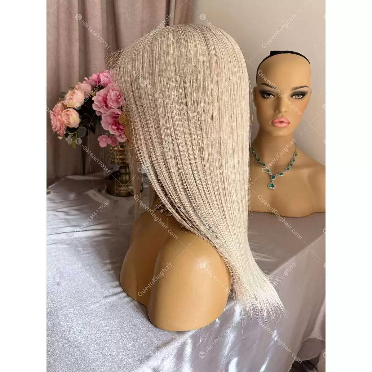 Jewish wig European virgin hair Hd lace double drawn wig white blonde