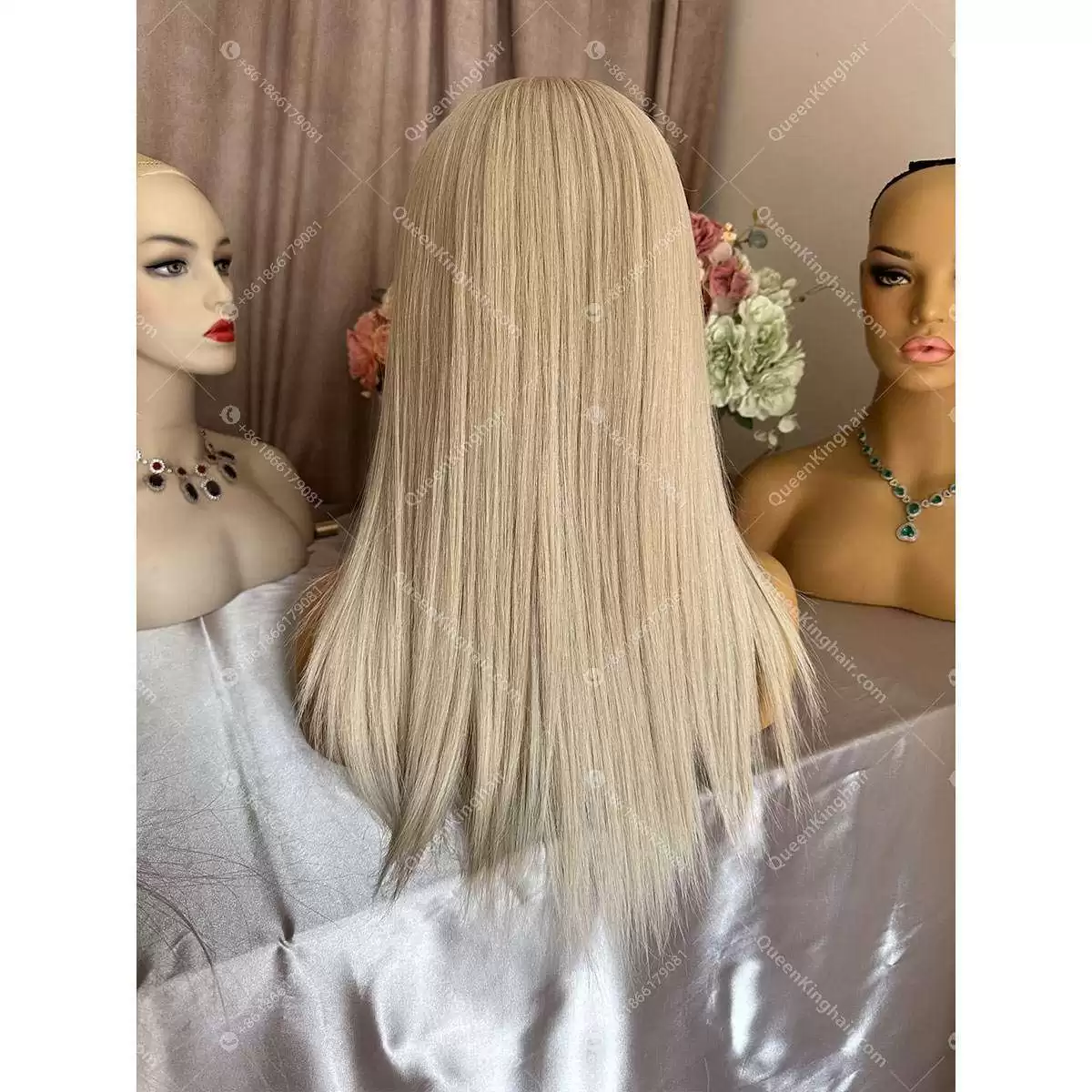 Jewish wig European virgin hair Hd lace double drawn wig white blonde