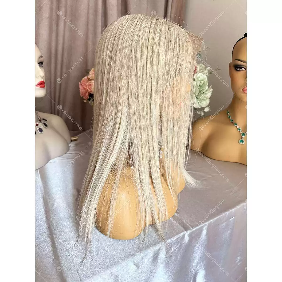 Jewish wig European virgin hair Hd lace double drawn wig white blonde