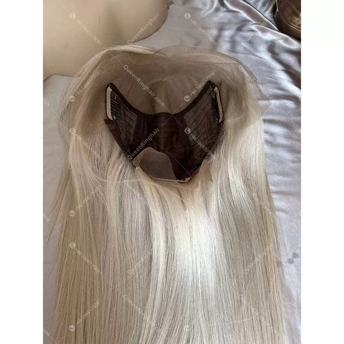 Jewish wig European virgin hair Hd lace double drawn wig white blonde