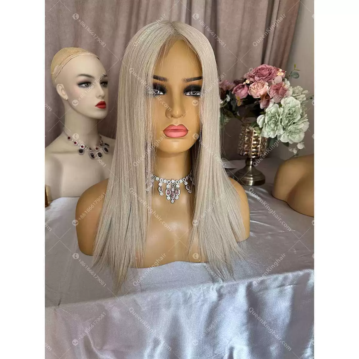 Jewish wig European virgin hair Hd lace double drawn wig white blonde