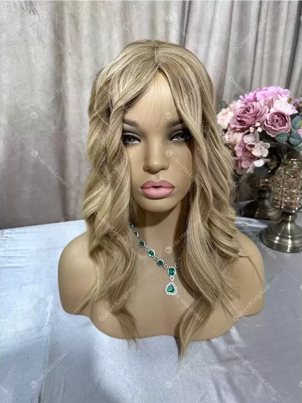 18 inches 6x7 mono base with 4x4 silk base double drawn virgin hair topper all handmade
