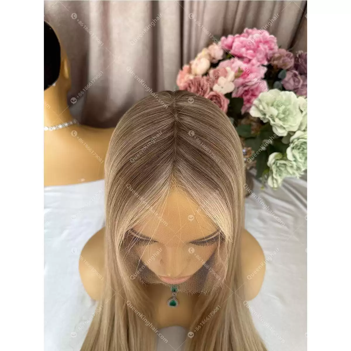 24 inches double drawn virgin hair European hair Jewish wig with Hd lace hairline