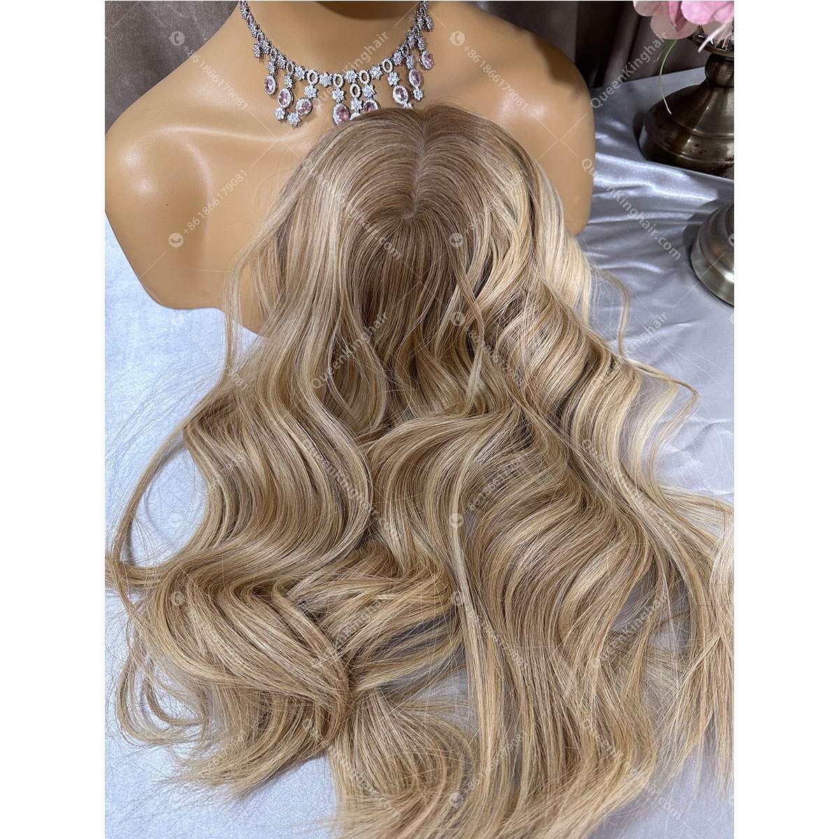 18 inches 6x7 mono base with 4x4 silk base double drawn virgin hair topper all handmade