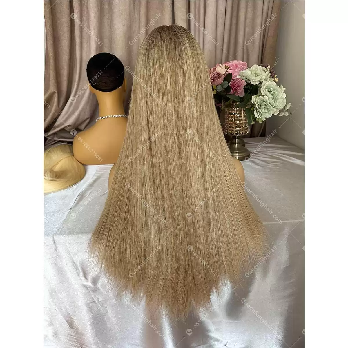 24 inches double drawn virgin hair European hair Jewish wig with Hd lace hairline