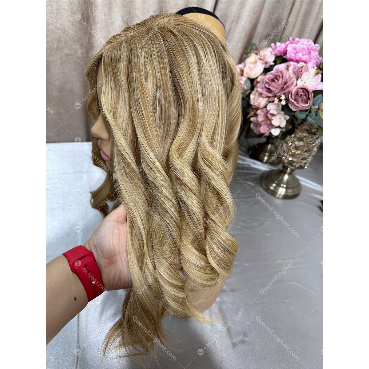18 inches 6x7 mono base with 4x4 silk base double drawn virgin hair topper all handmade