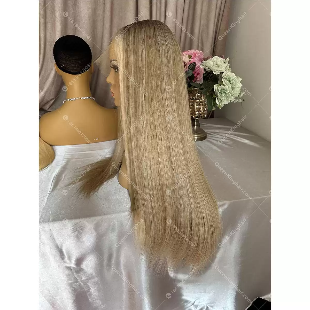 24 inches double drawn virgin hair European hair Jewish wig with Hd lace hairline