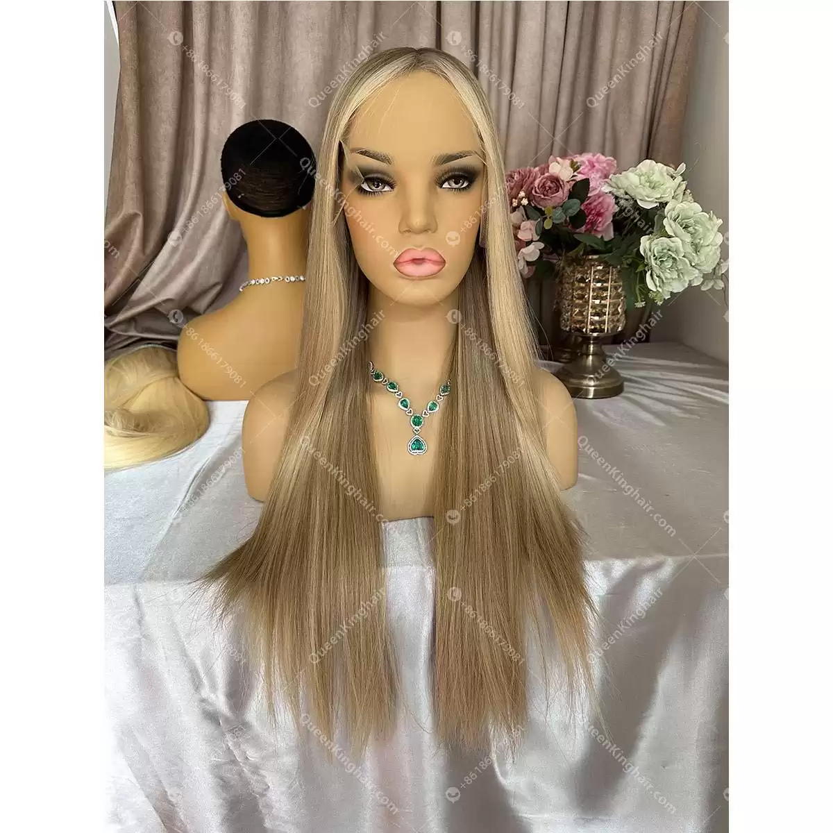 24 inches double drawn virgin hair European hair Jewish wig with Hd lace hairline