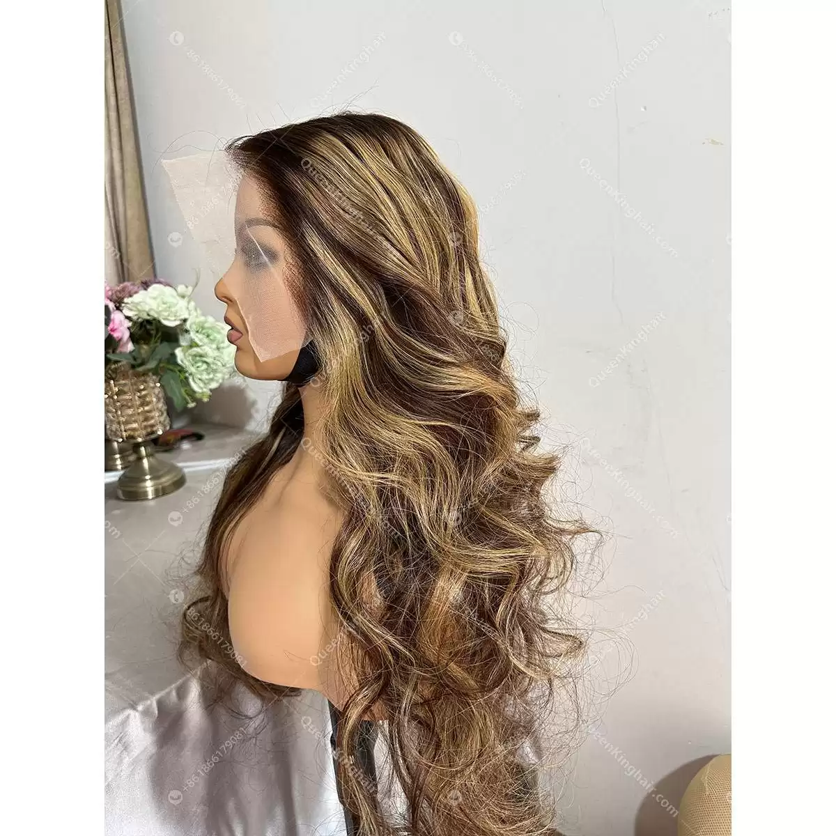 26 inches 13x6 180% density transparent lace highlight color wig remy hair preplucked hairline