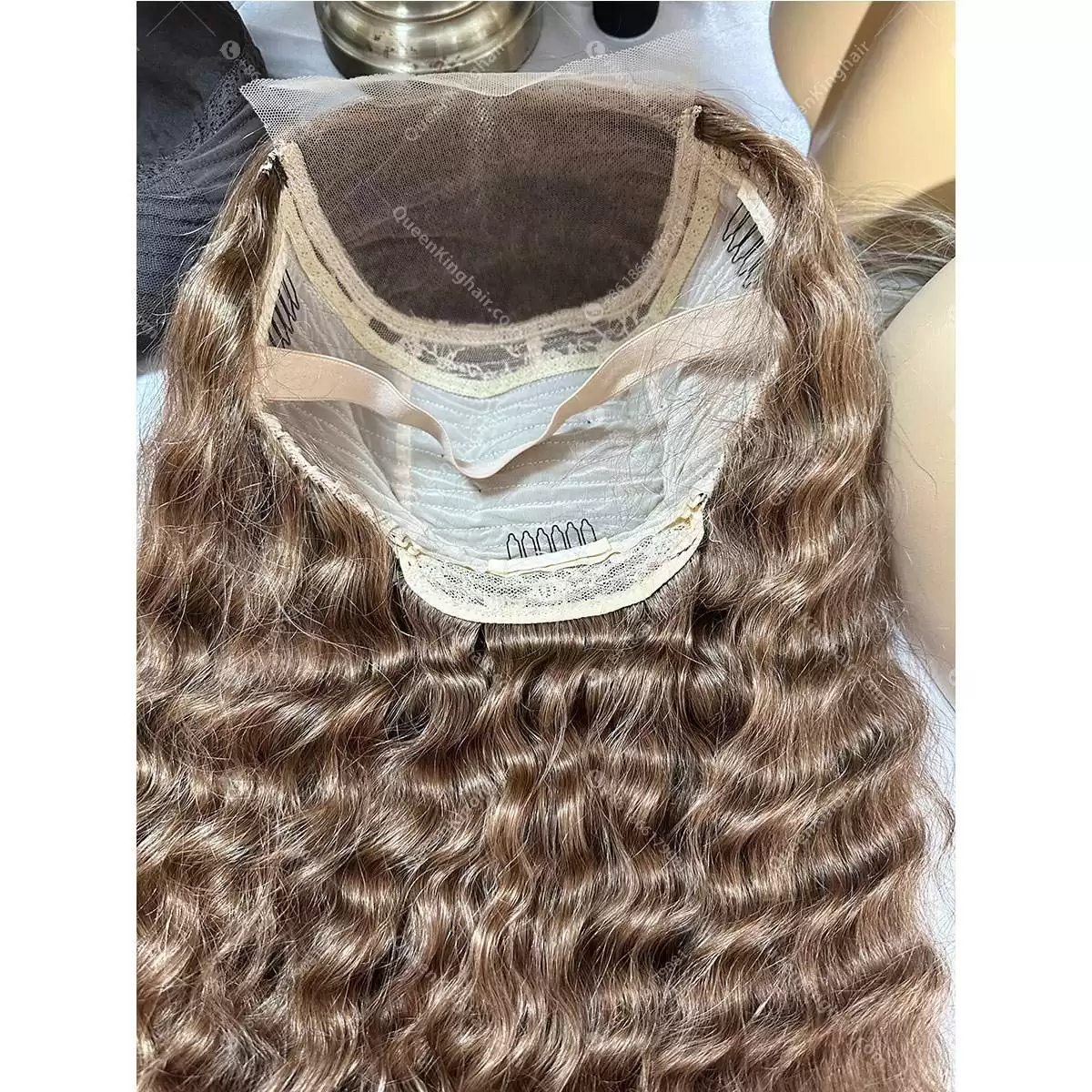 16 inches 5x5 closure wig brown 4/27/30 mixed color deep wave 265 grams