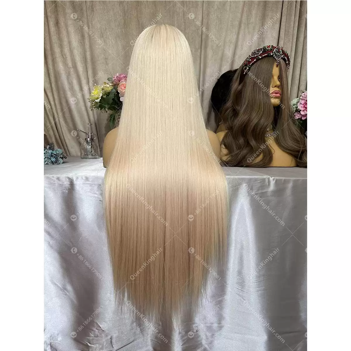 30 inches double drawn European virgin hair full lace wig all hair the same length