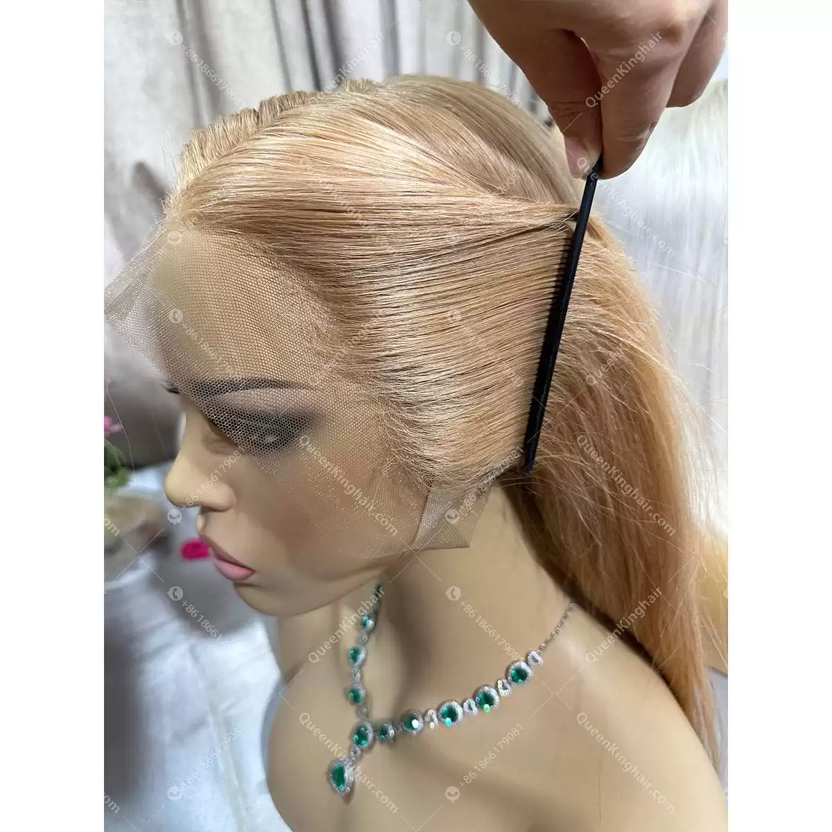 1684154856-05 Honey blonde 13x6 130% density dark brown lace virgin hair wig