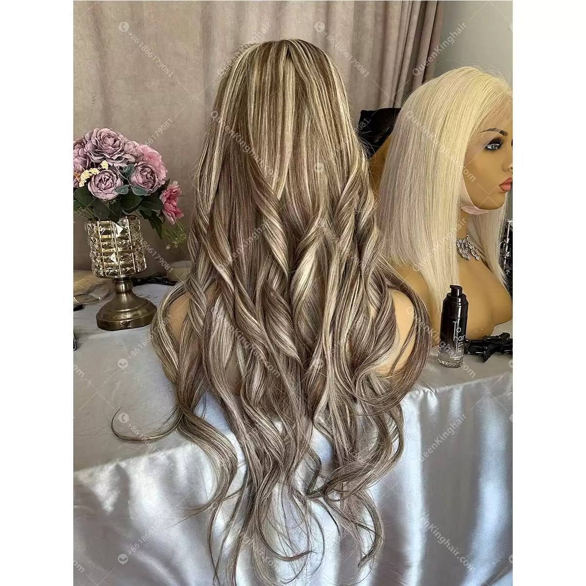 Dark brown with ash blonde balayage, brown roots ombré hair 13x6 transparent lace free shipping Wavy
