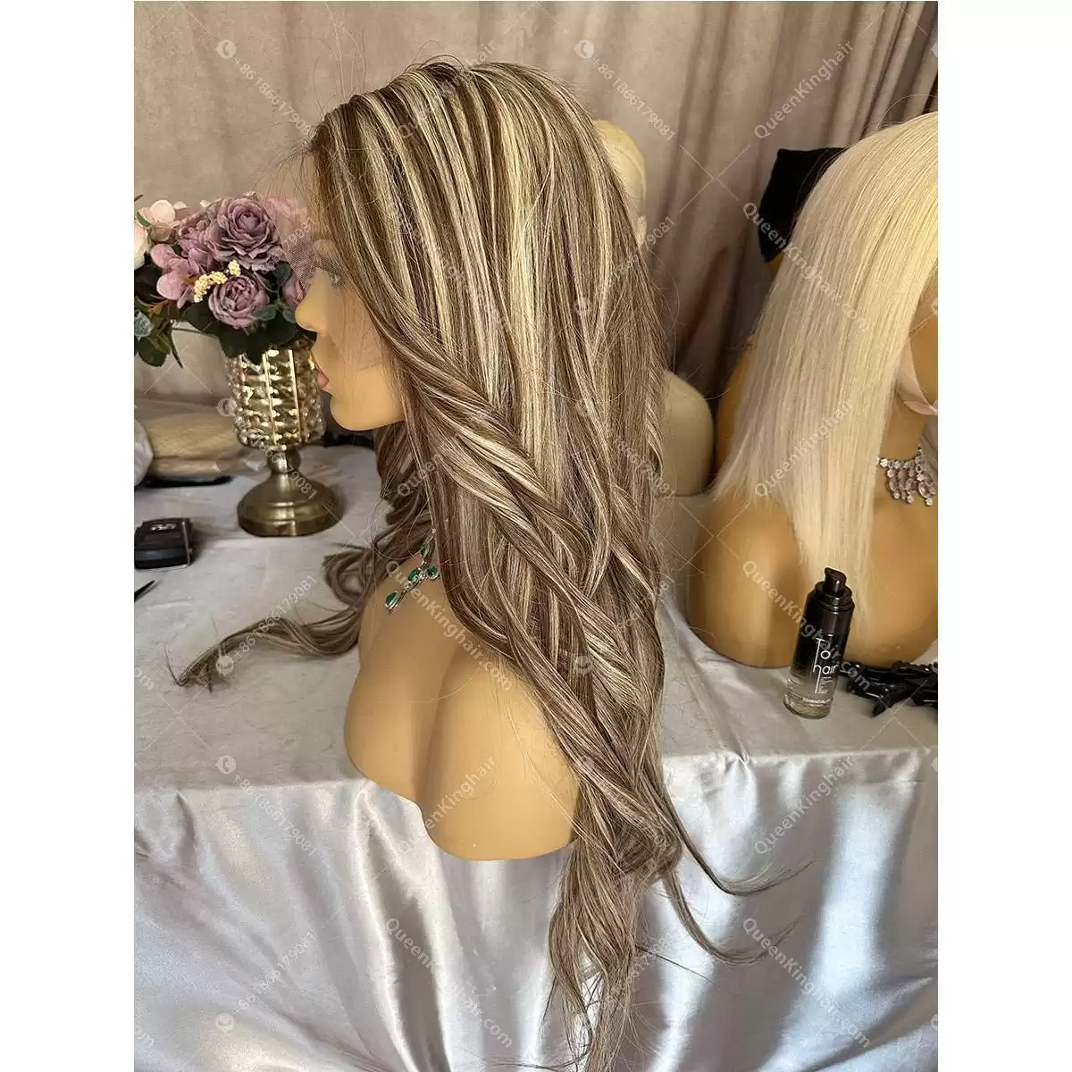 Dark brown with ash blonde balayage, brown roots ombré hair 13x6 transparent lace free shipping Wavy