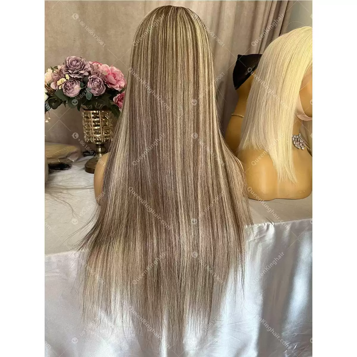 Dark brown with ash blonde balayage, brown roots ombré hair 13x6 transparent lace free shipping Straight
