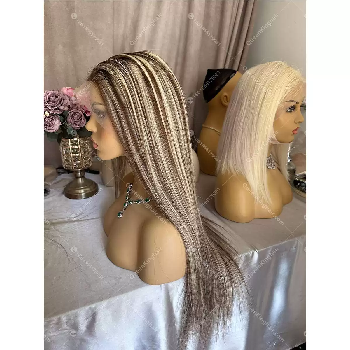 Dark brown with ash blonde balayage, brown roots ombré hair 13x6 transparent lace free shipping Straight