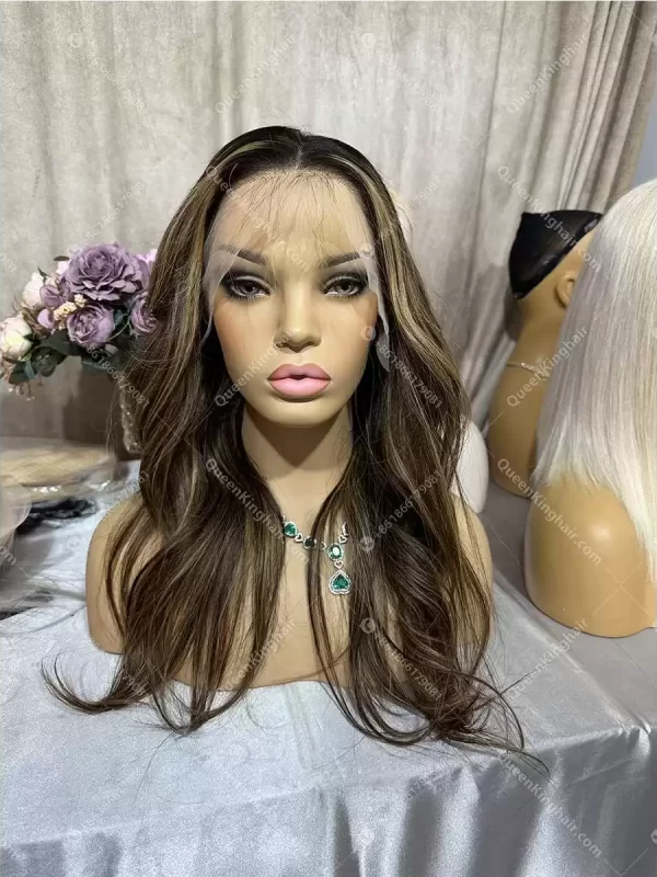 Ombre Balayage Custom Color 3 Tone Transparent Lace Small knots LaceFrontWig 150%Density Wavy