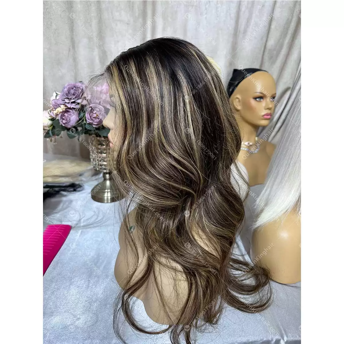 Ombre Balayage Custom Color 3 Tone Transparent Lace Small knots LaceFrontWig 150%Density Wavy
